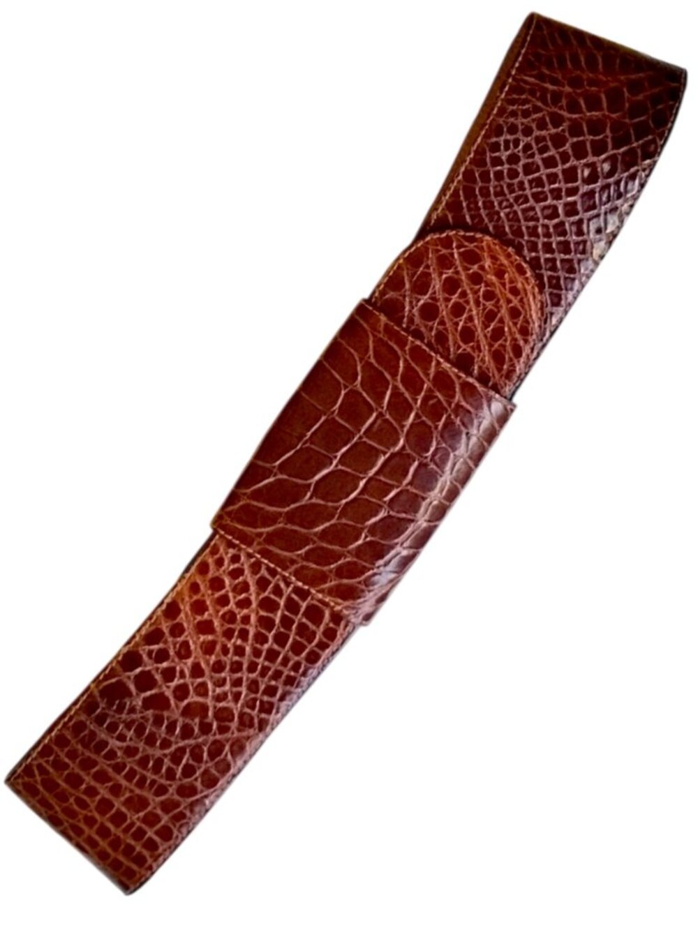 Vintage 90's Donna Karan NY Genuine American Alligator Belt M Cognac Wide Waist